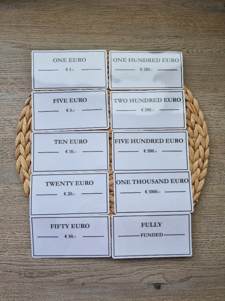 Placeholders Cashstuffing  Dubbelzijdig bedrukt Nieuw, Verzenden, Nieuw, Overige thema's