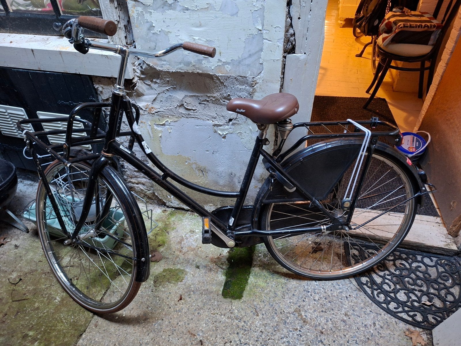 Batavus zwarte transportfiets framemaat 43, 24 inch, Ophalen, Terugtraprem, Batavus, Minder dan 47 cm