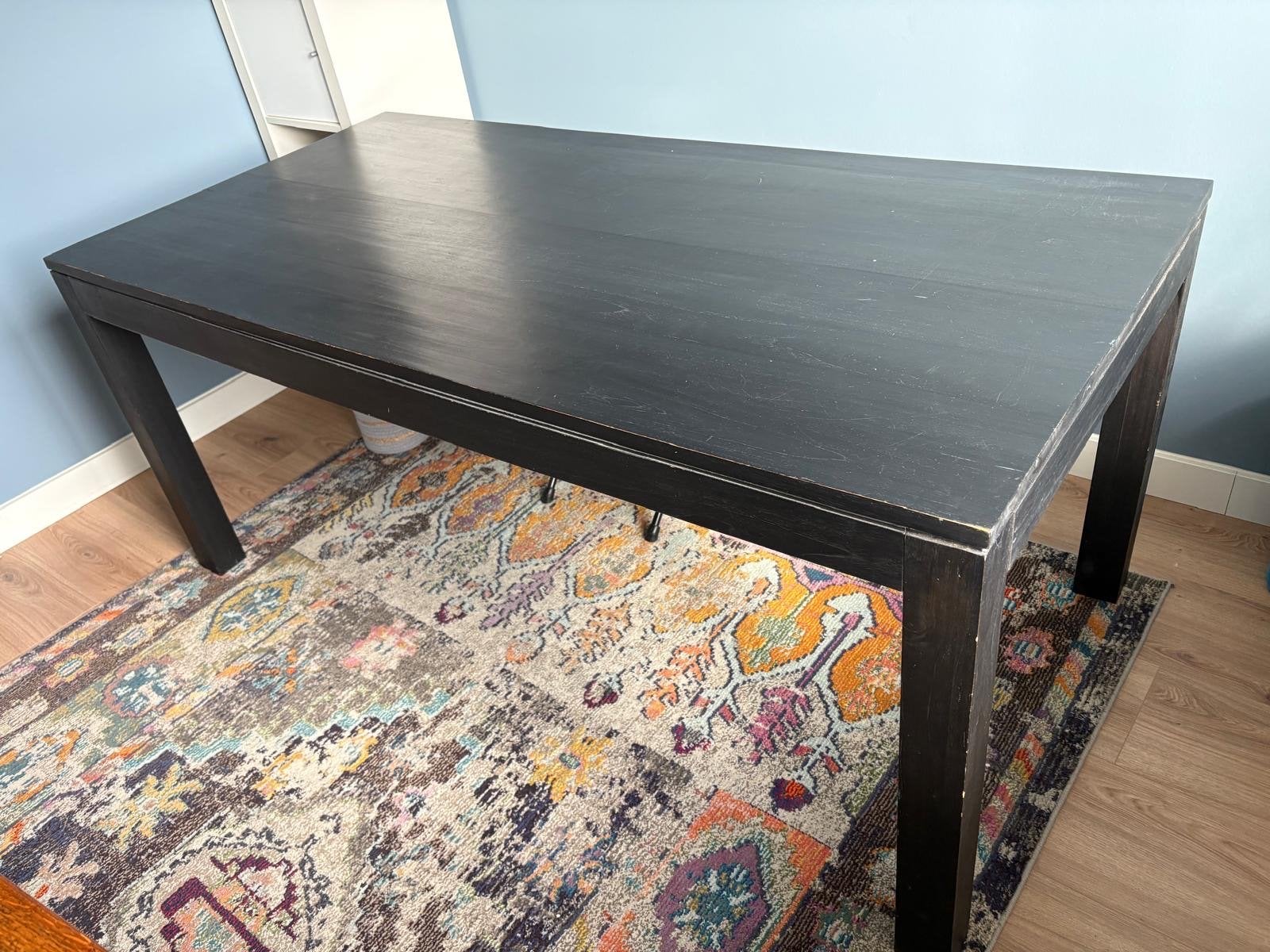 Zwarte eettafel, rechthoekig, voor 4-6 personen, Huis en Inrichting, Tafels | Eettafels, Ophalen, Gebruikt, 50 tot 100 cm, 150 tot 200 cm