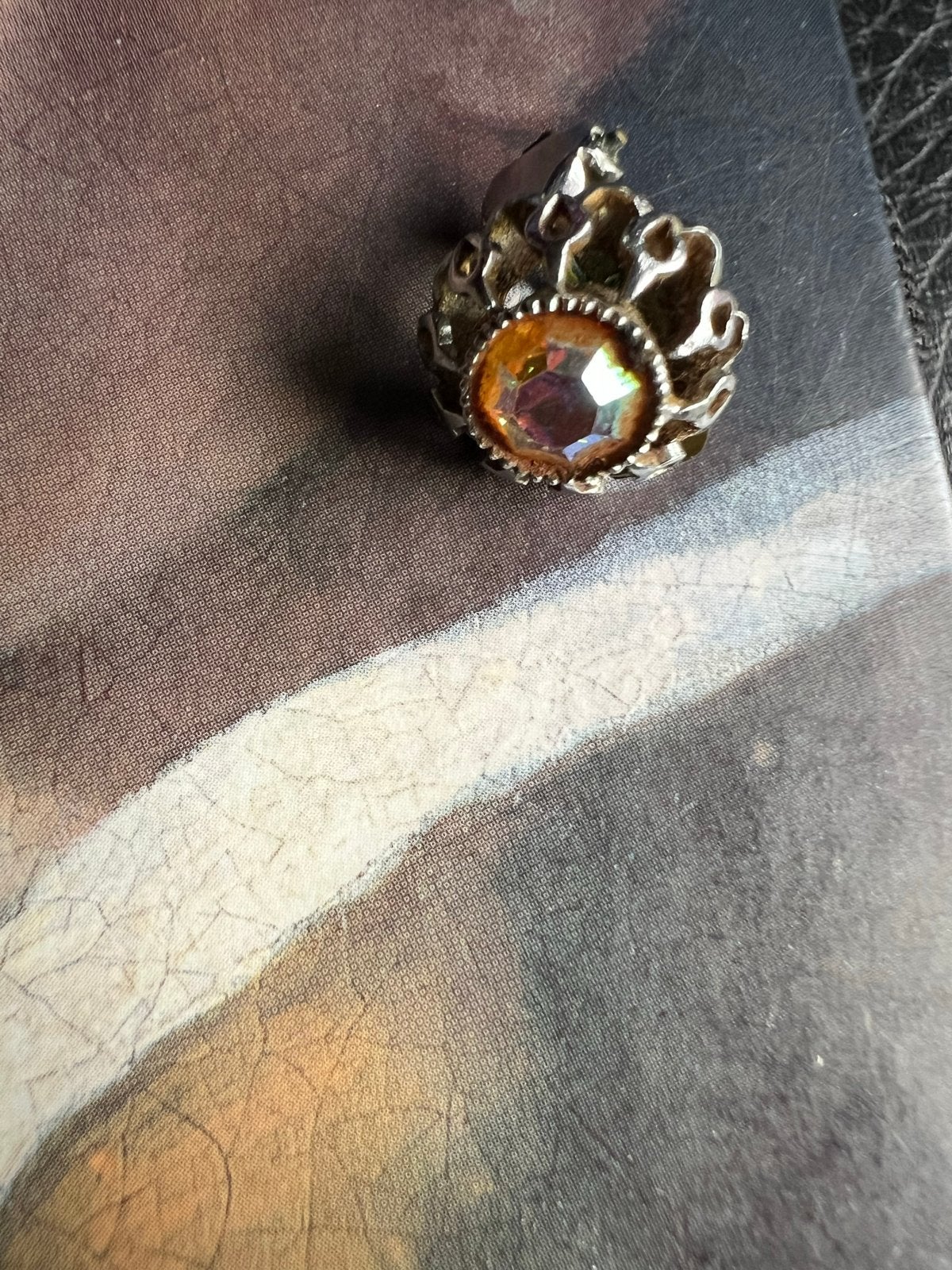 Vintage Oorbellen met Oranje Edelsteen - Uniek Design, Overige materialen, Oranje, Ophalen of Verzenden, Zo goed als nieuw