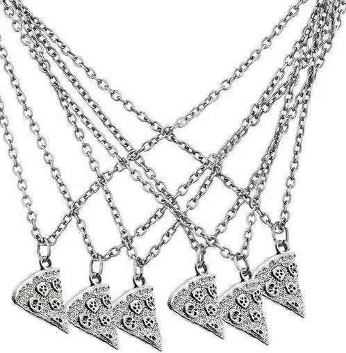 6 kettingen Pizza-punt, Sieraden, Tassen en Uiterlijk, Kettingen, Nieuw, Ophalen of Verzenden, Zilver, Overige materialen