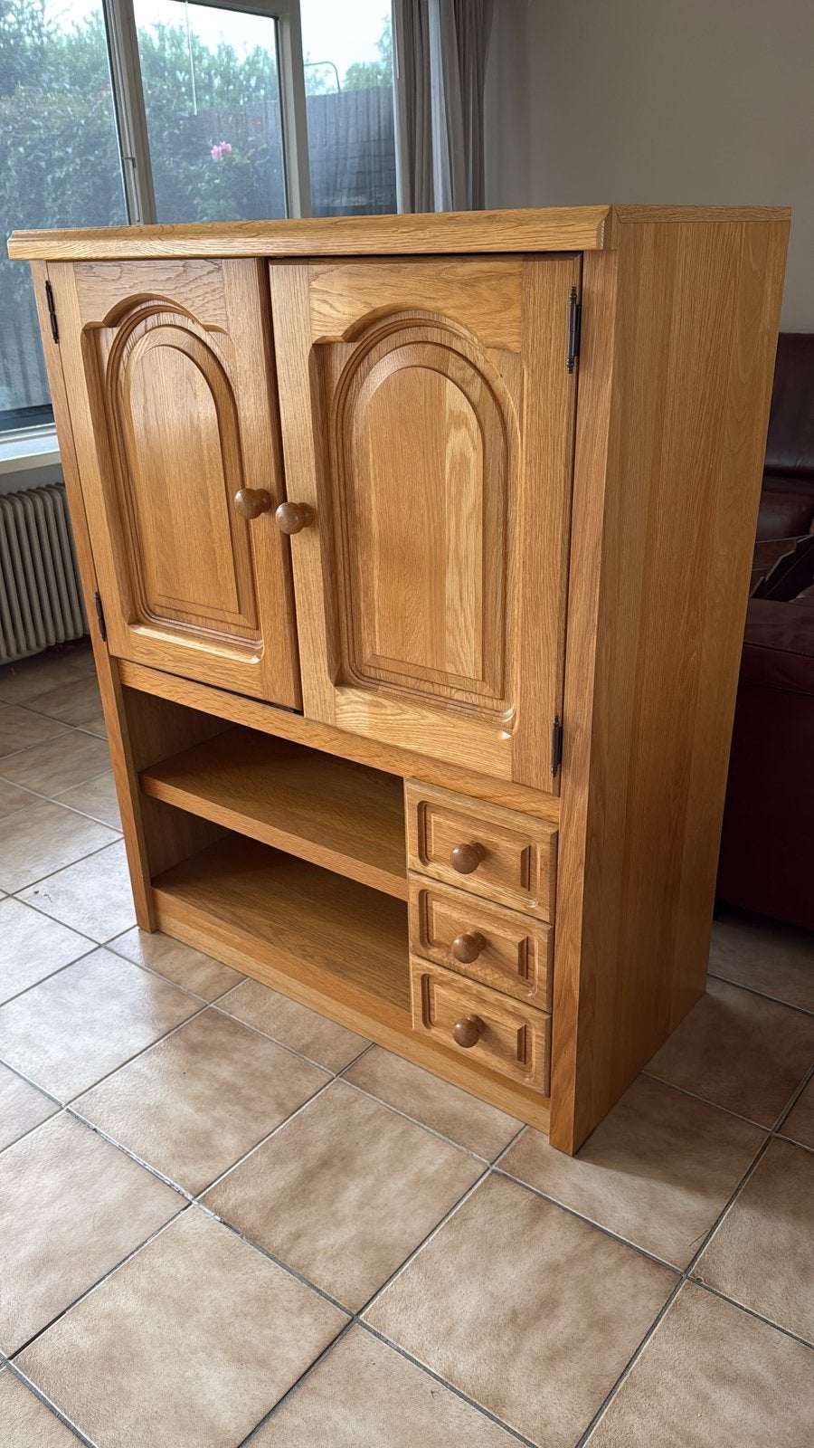 Gratis Blank Eiken Kast - Boekenkast, Servieskast, TV-kast, Ophalen, Gebruikt, 100 tot 150 cm, Eikenhout