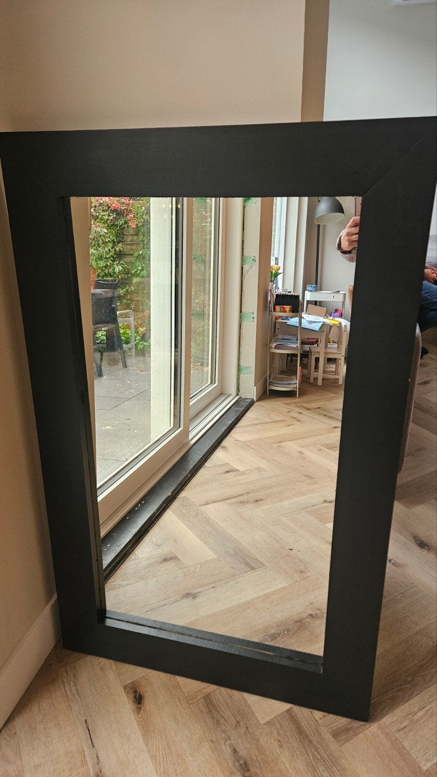 Robuuste massieve zwarte spiegel, Huis en Inrichting, Ophalen, Rechthoekig, Minder dan 100 cm