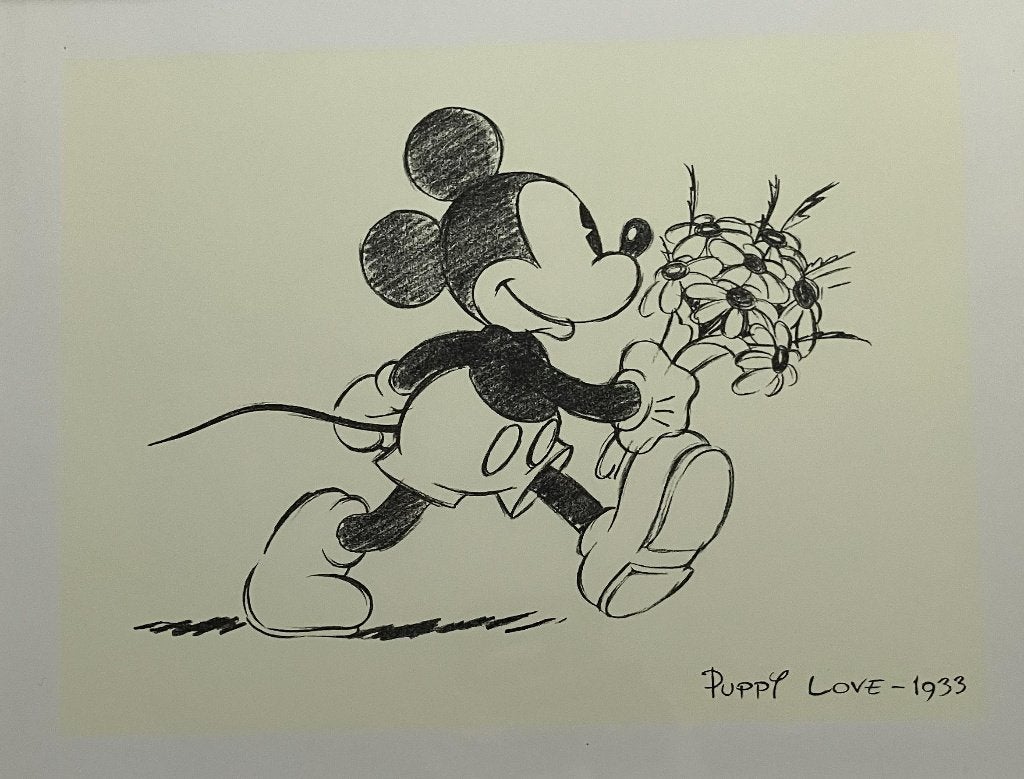Zeefdruk van Mickey Mouse uit 'Puppy Love 1933', Verzenden, Mickey Mouse, Servies