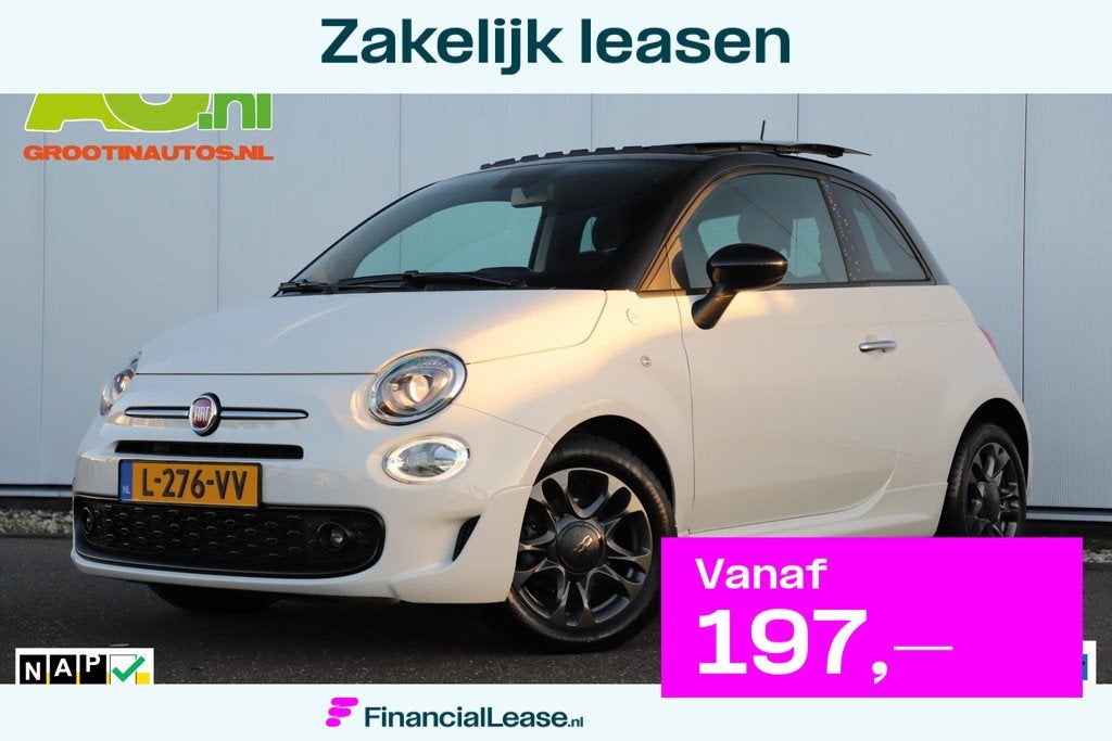 Fiat 500 1.0 Hybrid Hey Google Schuifdak 15 inch LMV Half Le, Voorwielaandrijving, Stof, Euro 6, Met garantie (alle)