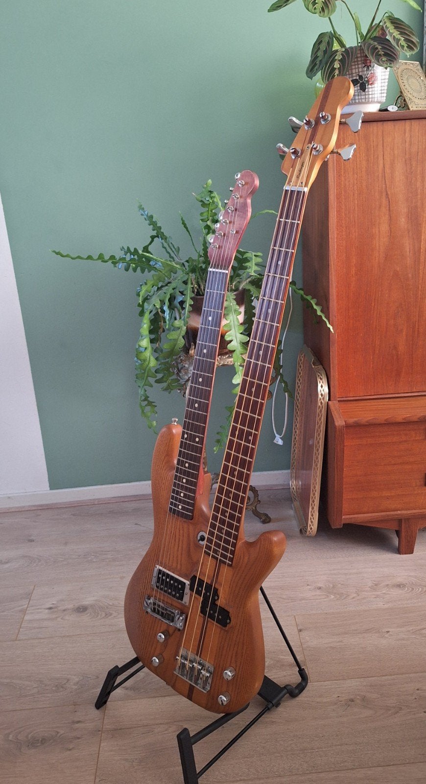 Dubbelhals basgitaar gitaar vintage, Muziek en Instrumenten, Ophalen, Gebruikt, Elektrisch