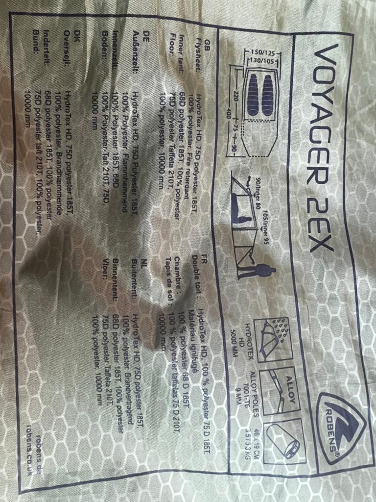 Robens voyager 2 ex tunnel tent, Ophalen of Verzenden, Gebruikt, Tot en met 2