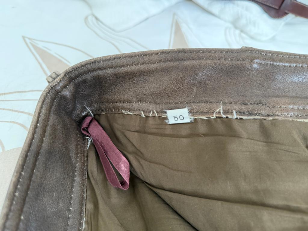 Te koop leren broek, Kleding | Heren, Broeken en Pantalons, Ophalen of Verzenden, Gedragen, Maat 48/50 (M), Bruin