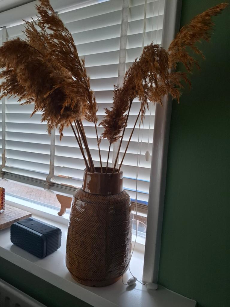 Keramische vaas met pampasgras, Overige kleuren, 50 tot 75 cm, Aardewerk of Porselein, Ophalen of Verzenden