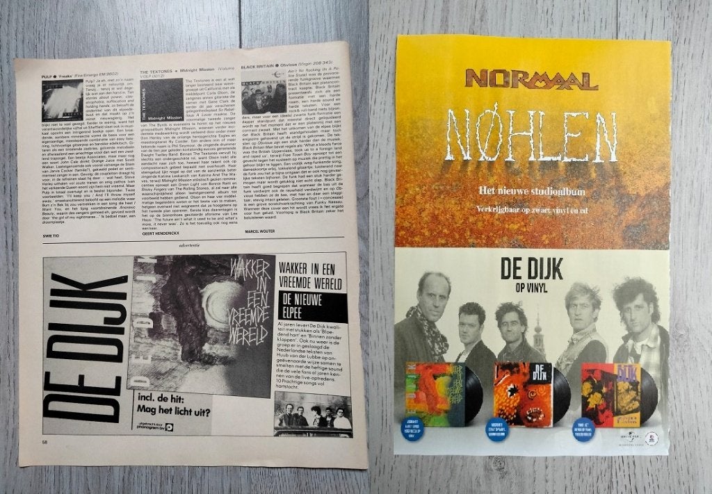 De Dijk advertenties | De Dijk op vinyl & Mag het licht uit, Verzenden, Zo goed als nieuw, Boek, Tijdschrift of Artikel