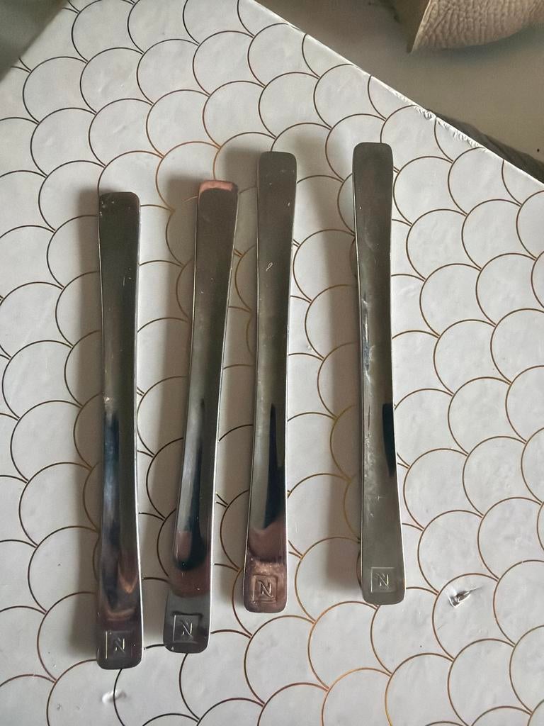 Nespresso lepeltjes - Set van 4, Huis en Inrichting, Keuken | Bestek, Gebruikt, Ophalen of Verzenden, Rvs of Chroom, Vaatwasserbestendig