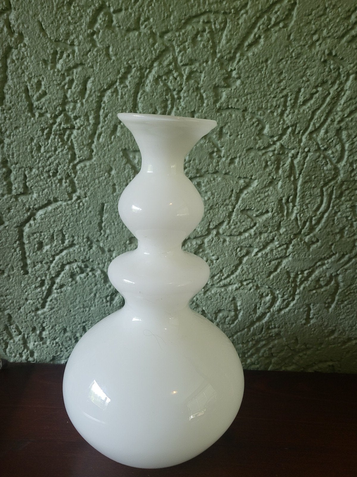 vintage retro vaas glas wit 27 cm, Ophalen, Wit, 27 cm, Glas