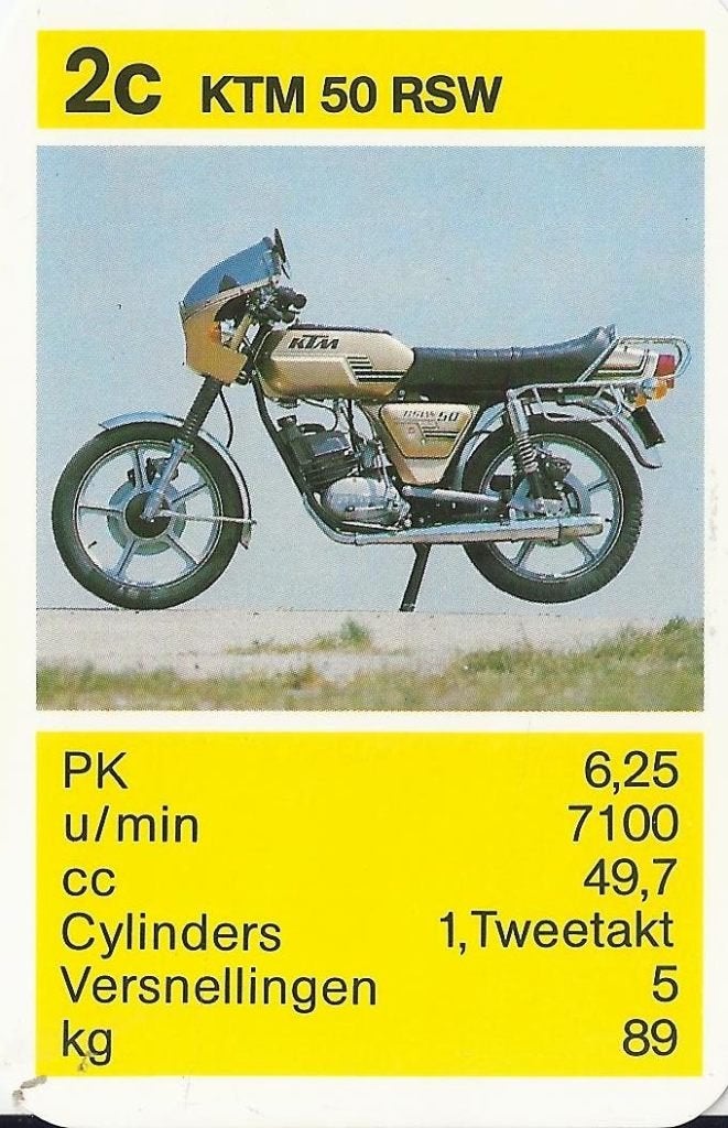 Bk7 bromfiets kaartje ktm 50 rsw ( 2c ), Ophalen of Verzenden, Zo goed als nieuw, Motoren