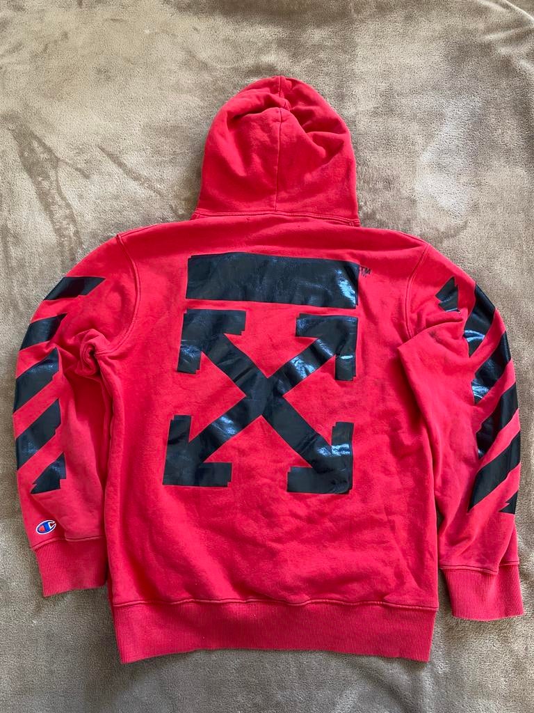 Off-White X Champions Red Hoodie, Kleding | Heren, Truien en Vesten, Ophalen of Verzenden, Gedragen, Maat 46 (S) of kleiner, Rood