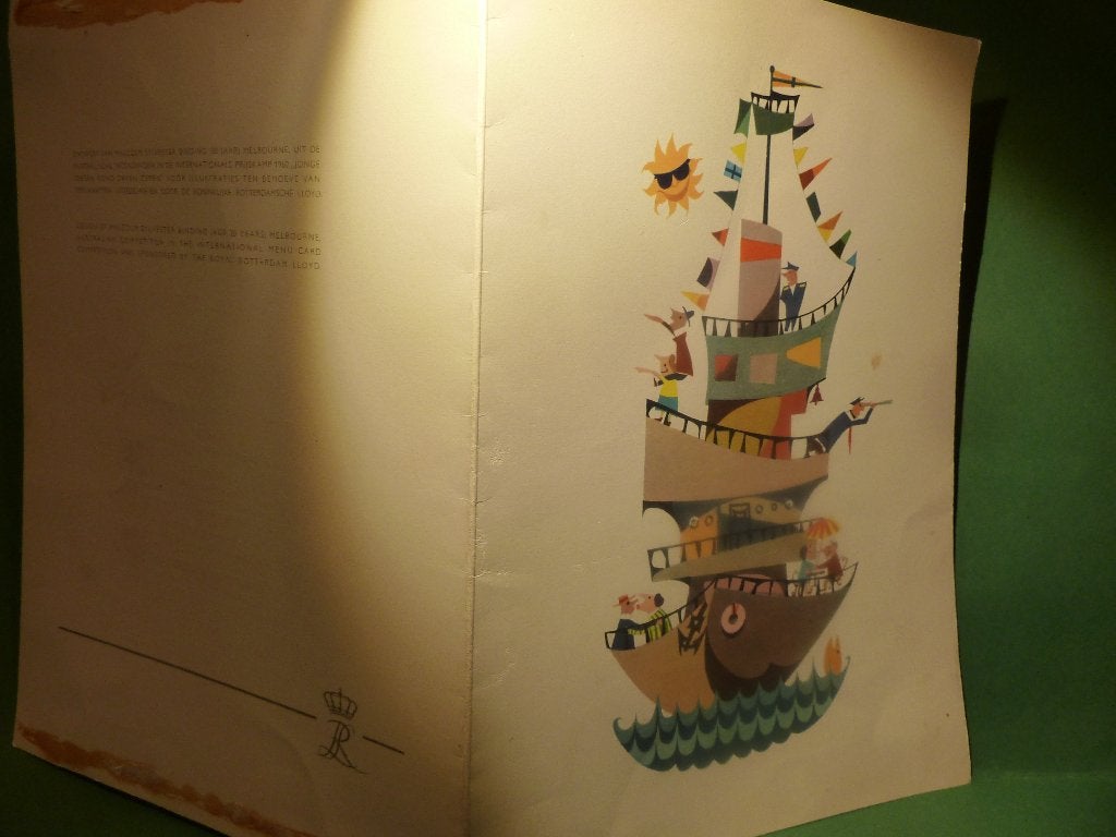 MENU KAART >>LUNCH<< WILLEM RUYS (juni 1964) TOERISTENKLASSE, Ophalen of Verzenden, Nieuw, Motorboot, Kaart, Foto of Prent