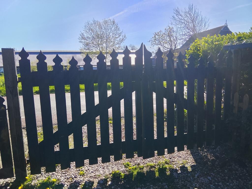 Decoratief houten tuin poort, Tuin en Terras, Tuinhekken en Hekwerk, Ophalen, Met poort, Gebruikt, Tuinhek