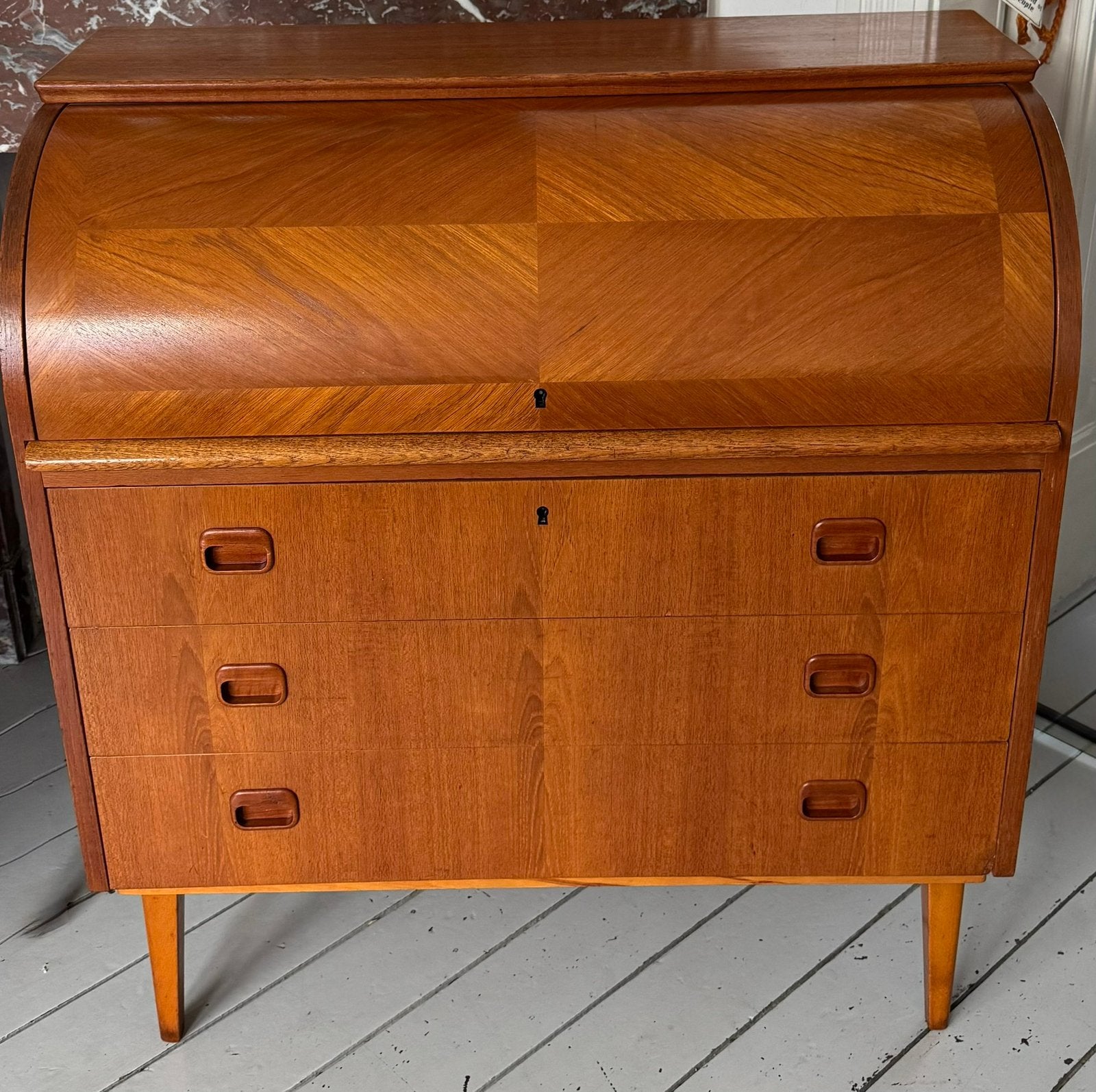 Vintage roll top secretaire Egon Ostergaard, Ophalen, Gebruikt
