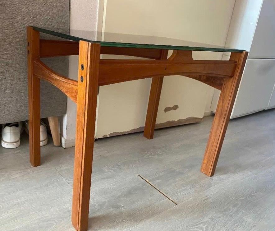 Scandinavische vintage tafeltje, Gebruikt, 55 tot 75 cm, Hout, Ophalen