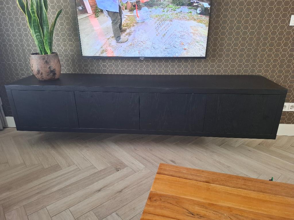 TV meubel zwart zwevend Barcalona, Ophalen, Gebruikt, 200 cm of meer, Minder dan 100 cm