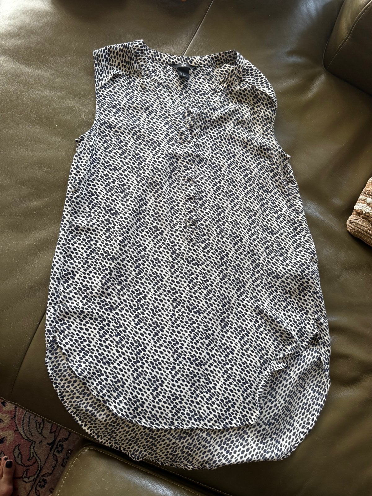 H&M mouwloos bloesje - maat 34 - blauw/wit, Ophalen of Verzenden, Zo goed als nieuw, Maat 34 (XS) of kleiner, Blauw