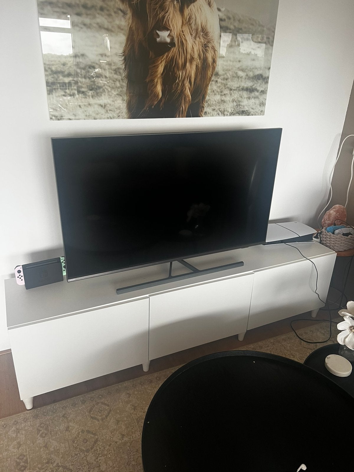 Wit tv meubel 180 cm, Huis en Inrichting, Kasten | Televisiemeubels, Ophalen, 150 tot 200 cm, Zo goed als nieuw, Minder dan 100 cm