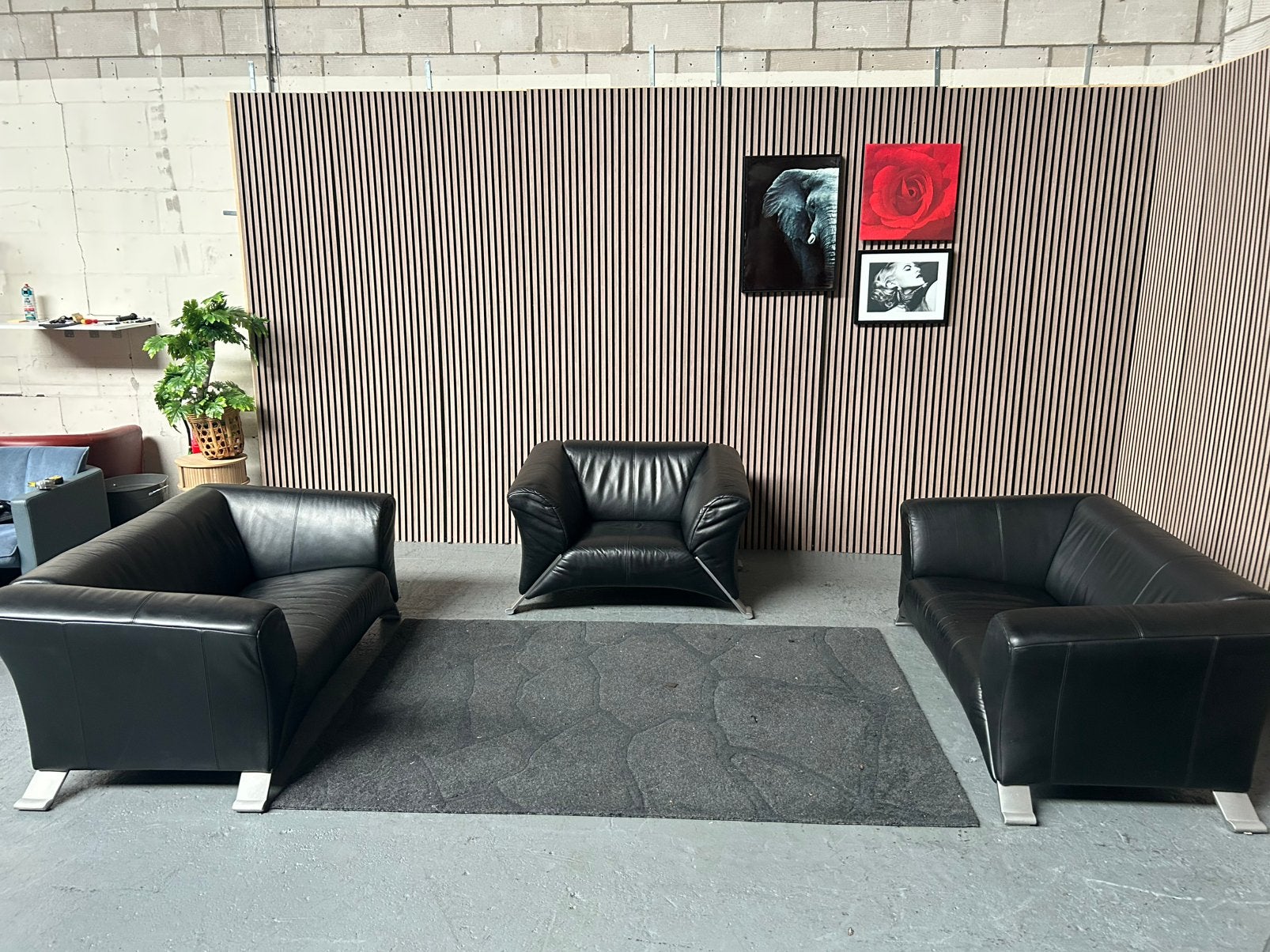 GRATIS LEVERING Rolf Benz 332 Set Banken Leer GEREINIGD