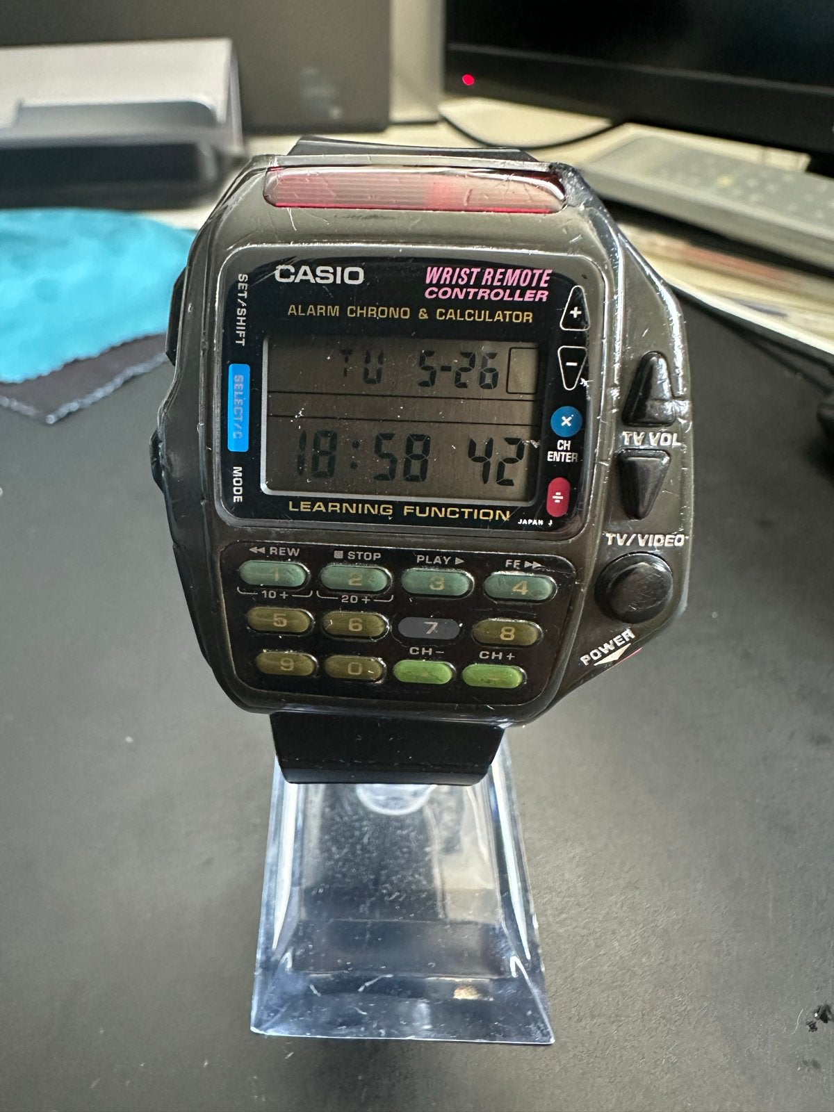 Vintage Casio CMD-40 Polshorloge met Afstandsbediening, Ophalen of Verzenden, Gebruikt, Zwart, Android