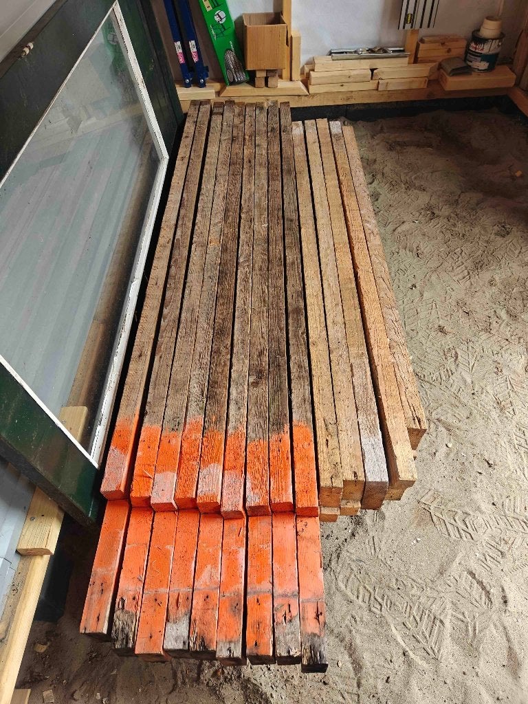 Balkhout, Doe-het-zelf en Verbouw, Hout en Planken, Ophalen, Gebruikt, 200 tot 250 cm, 50 mm of meer