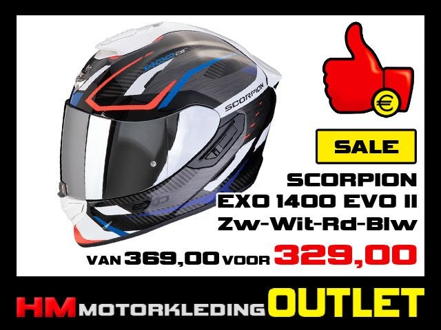 Motorhelm Scorpion EXO 1400 EVO AIR II Accord - Zw-Wt-Rd-Blw, Info@huybersmotoren.nl, HM - Sale, NL, Kinderen