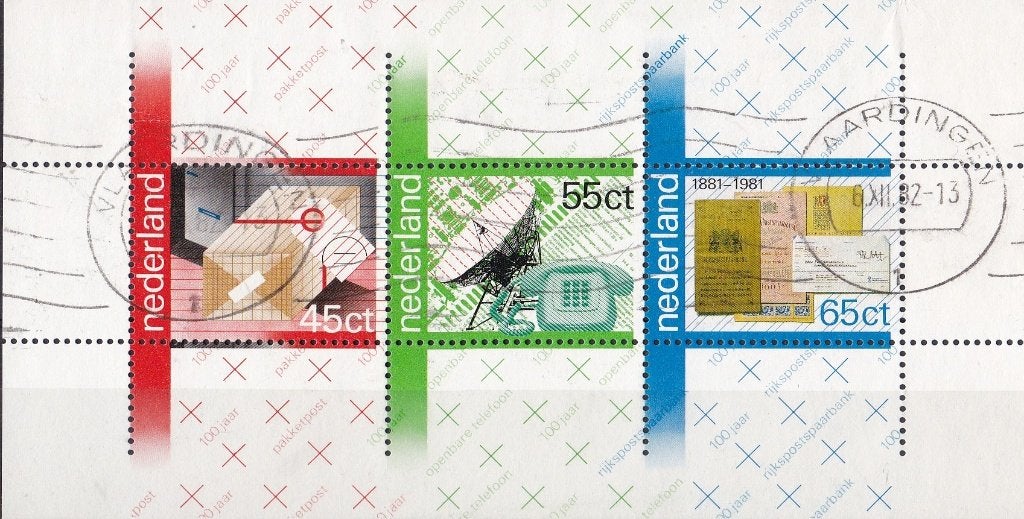 100 jaar PTT-diensten – gebruikt – NVPH 1223, Ophalen of Verzenden, Na 1940, Gestempeld