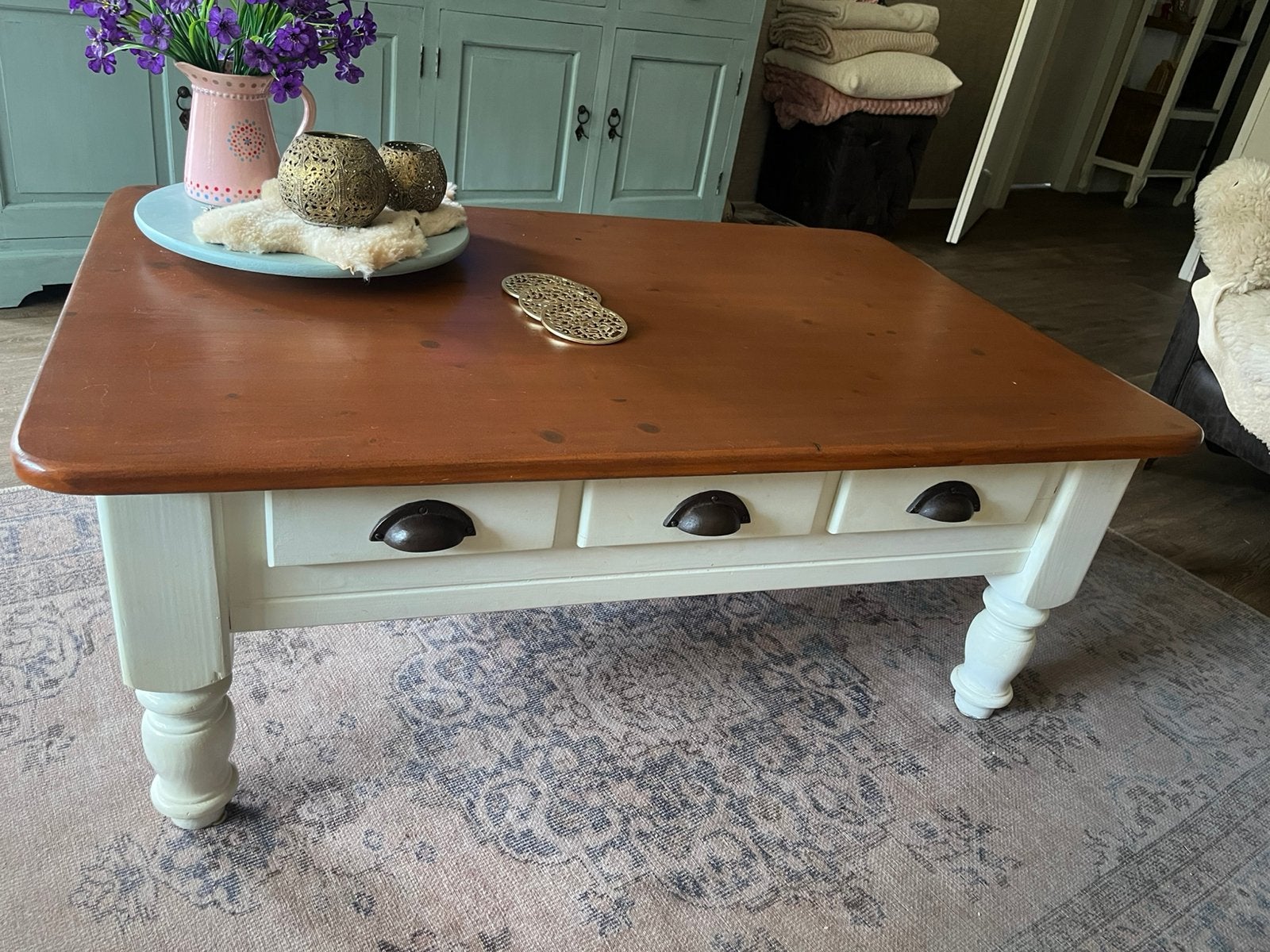 Grenen salontafel, Ophalen, 100 tot 150 cm, 50 tot 100 cm, Zo goed als nieuw