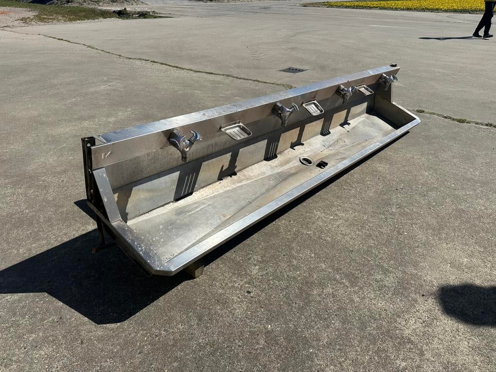 RVS handenwasbak 5 kranen 240cm, Ophalen, Gebruikt, Rvs, Wastafel