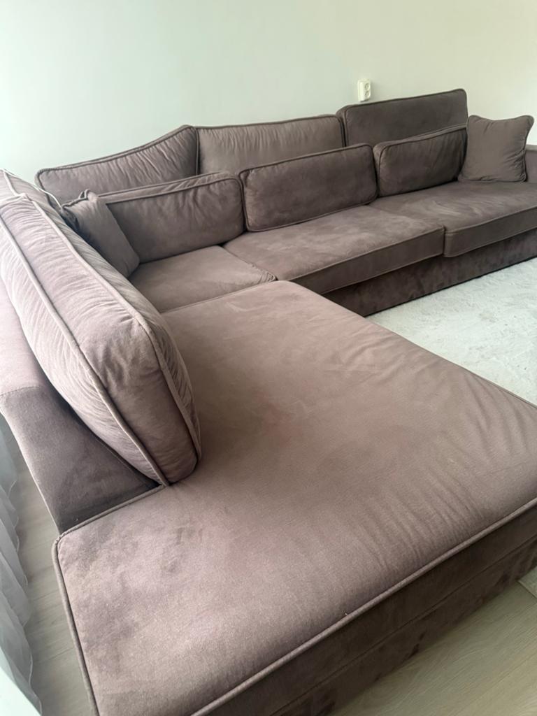 Prachtige Erik Kuster velvet bank, Huis en Inrichting, 100 tot 125 cm, Hoekbank, 300 cm of meer, Ophalen of Verzenden