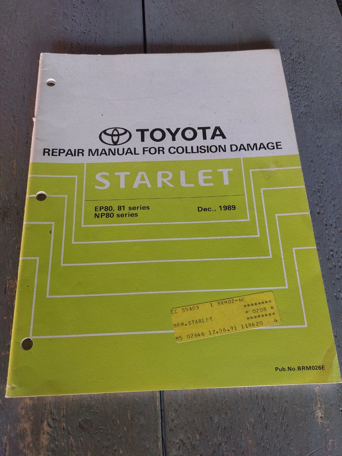 REPAIR MANUAL FOR COLLISION DAMAGE TOYOTA STARLET EP80,81 NP, Ophalen of Verzenden
