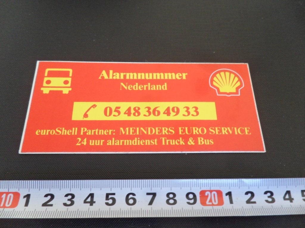 sticker euro SHELL Partner: MEINDERS EURO SERVICE Truck Bus*, Ophalen of Verzenden, Zo goed als nieuw