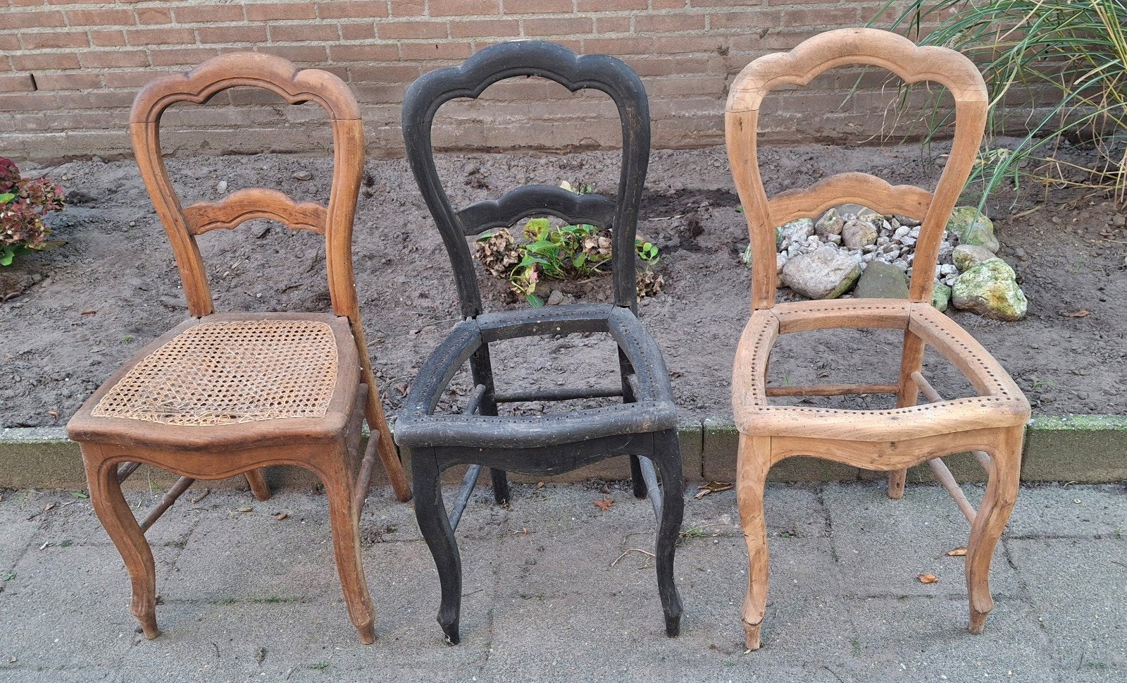 3 Antieke houte stoelen Louis Philips  Opknappers, Ophalen of Verzenden