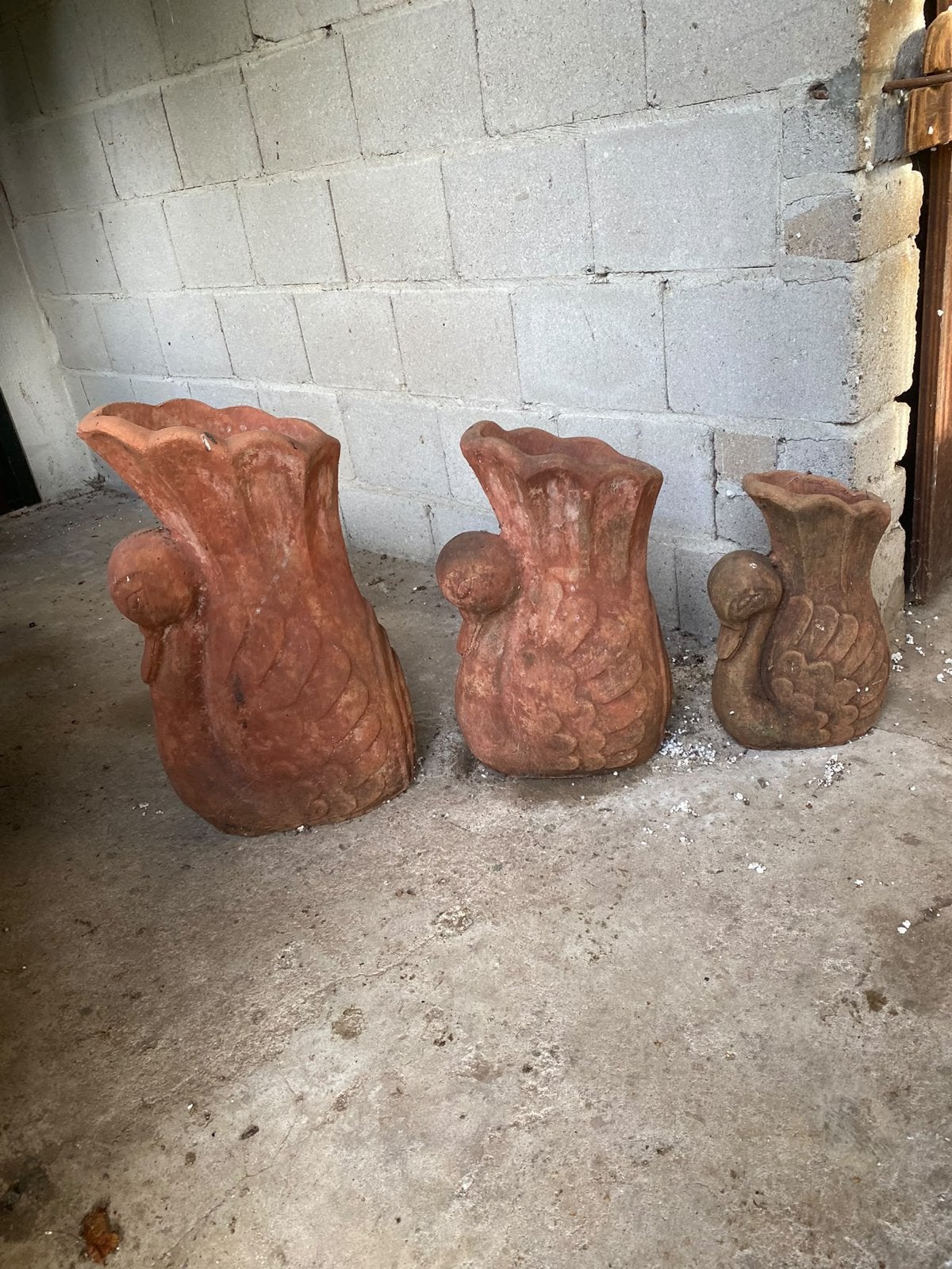 Set van 3 terracotta eenden beelden - Tuindecoratie, Ophalen, Gebruikt, Overige materialen, Dierenbeeld