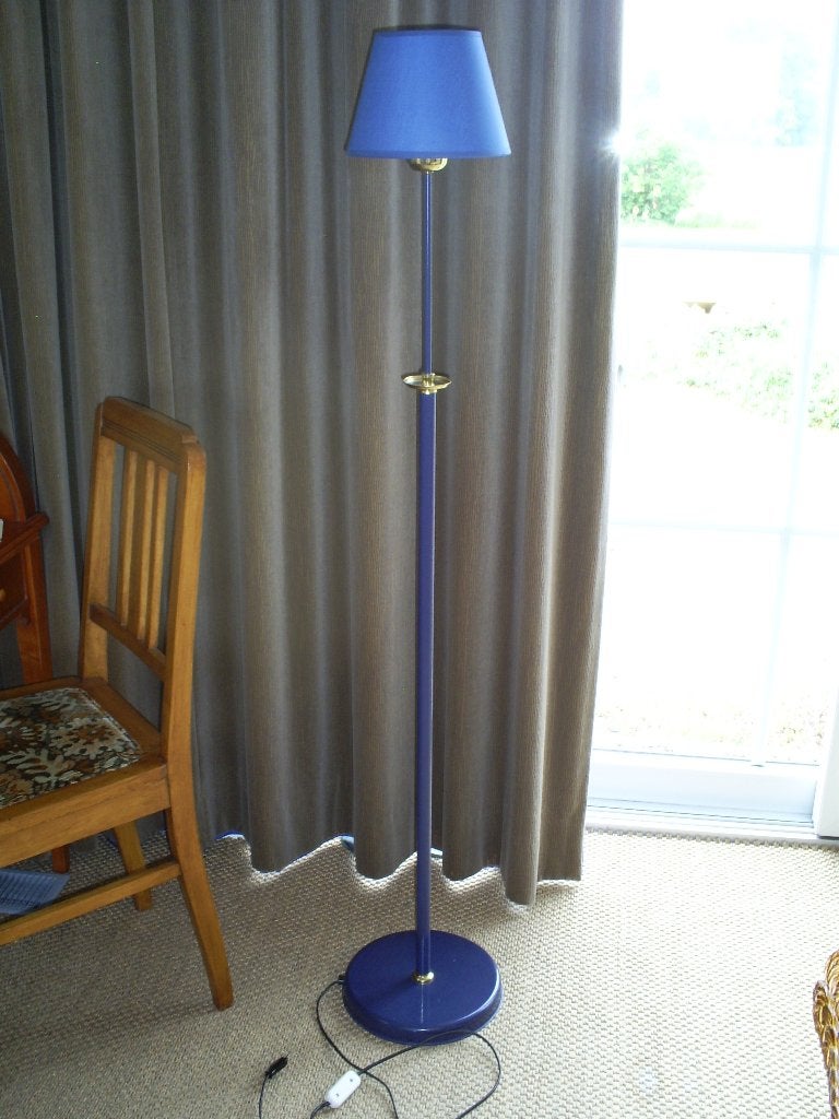 Vloerlamp kleur blauw, Huis en Inrichting, Gebruikt, 100 tot 150 cm, Metaal, E27 (groot)