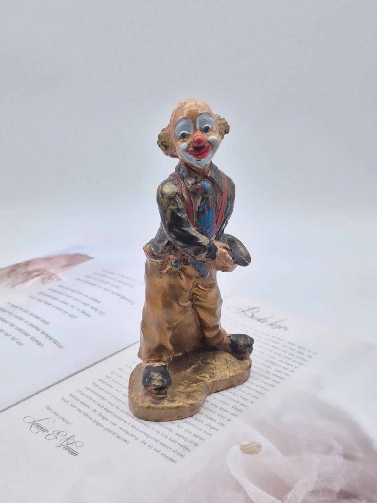Vintage Gipsen Clown Beeldje - 17,5 cm, Ophalen of Verzenden, Gebruikt