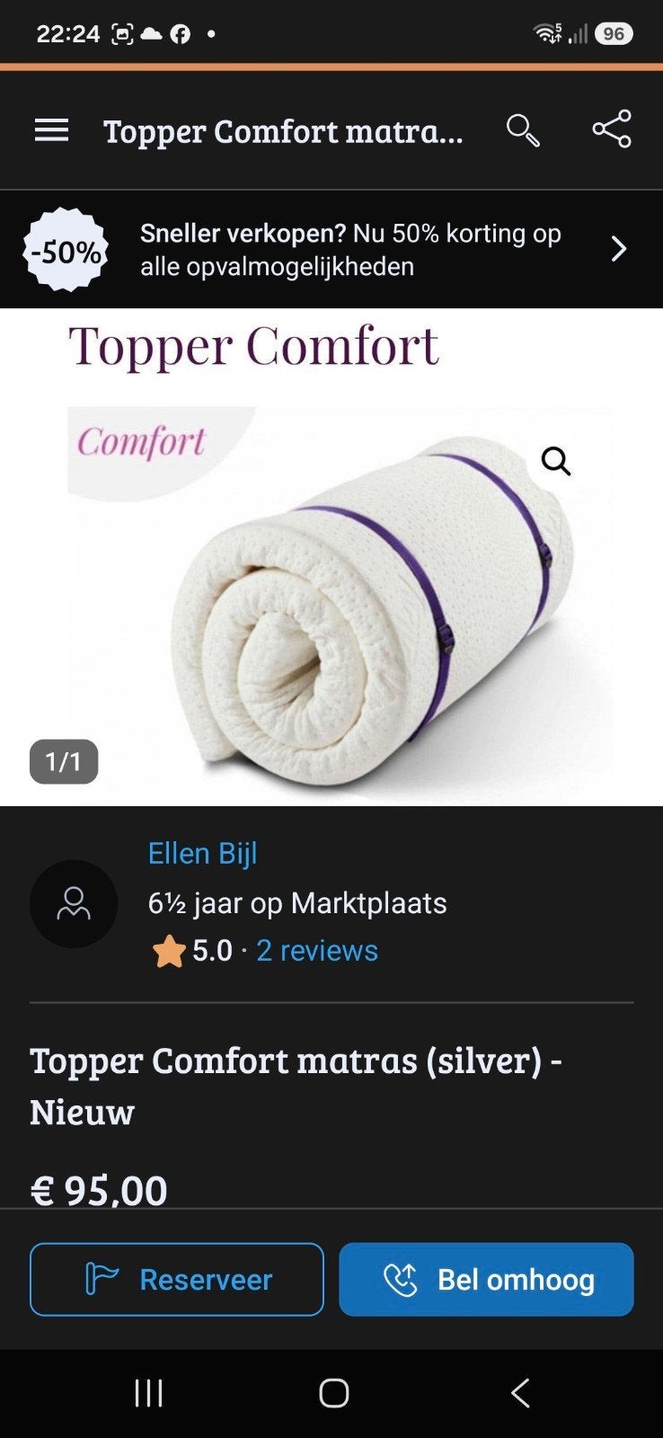 Nieuwe Duvalay Topper Comfort matras (66x190) € 95,00, Ophalen of Verzenden, Nieuw