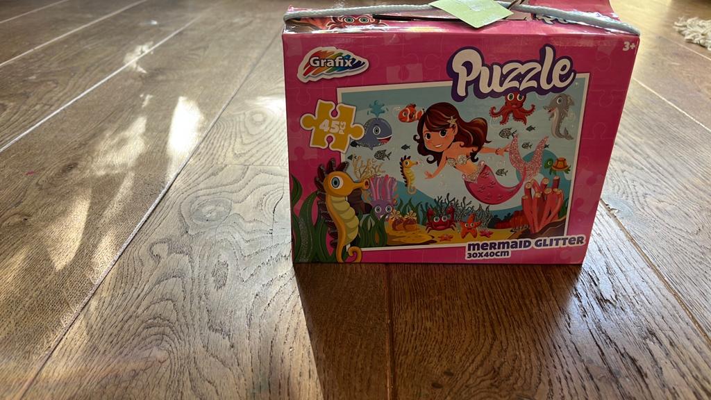 Grafix: zeemeermin glitter puzzel (alles 2+2 GRATIS), Ophalen of Verzenden, 10 tot 50 stukjes, Zo goed als nieuw, 6 jaar of ouder