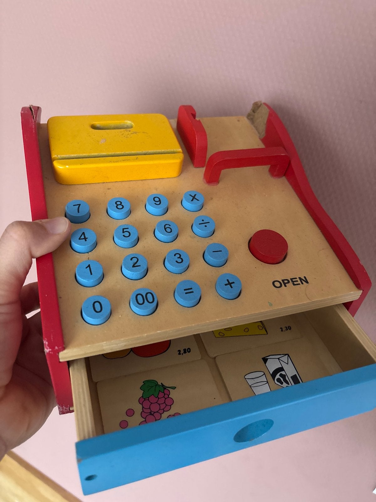 Houten Speelgoed Kassa met Lade en Knopjes, Ophalen of Verzenden, Gebruikt, Overige typen