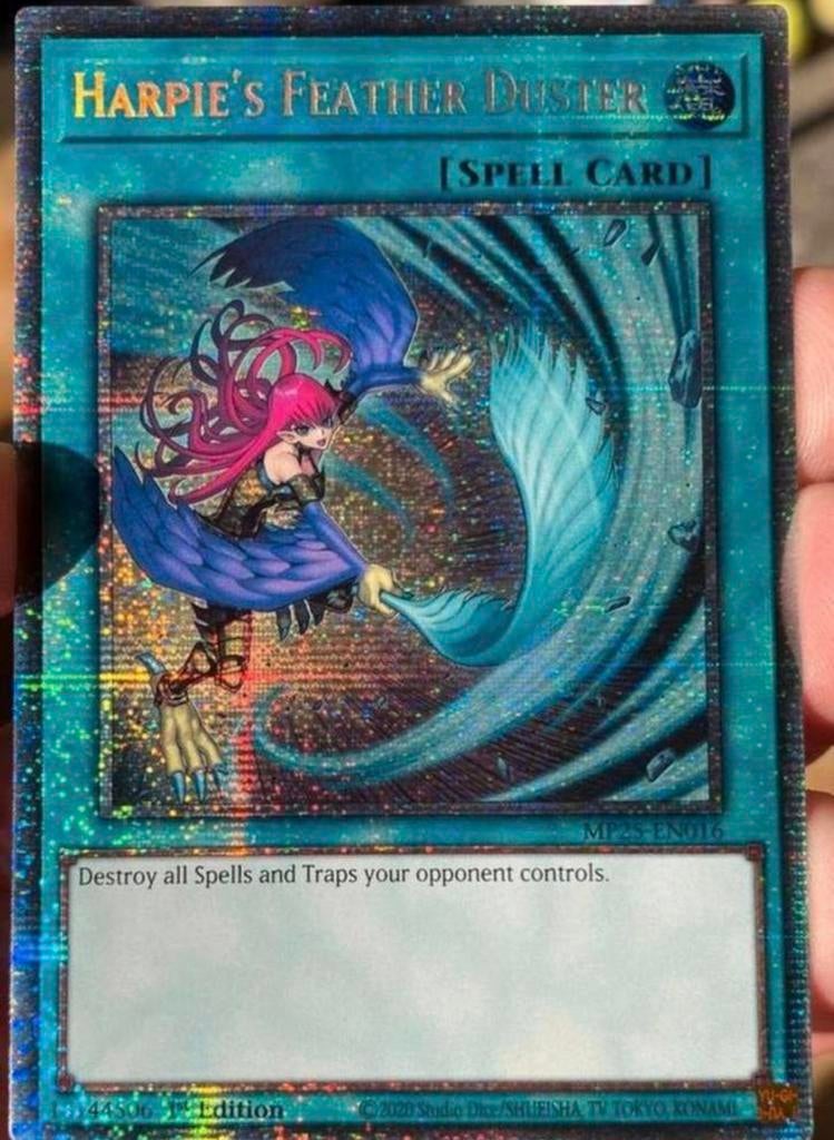 Yu-Gi-Oh! Harpie’s Feather Duster MP25!1st Starlight Rare !, Ophalen of Verzenden, Zo goed als nieuw, Losse kaart, Foil