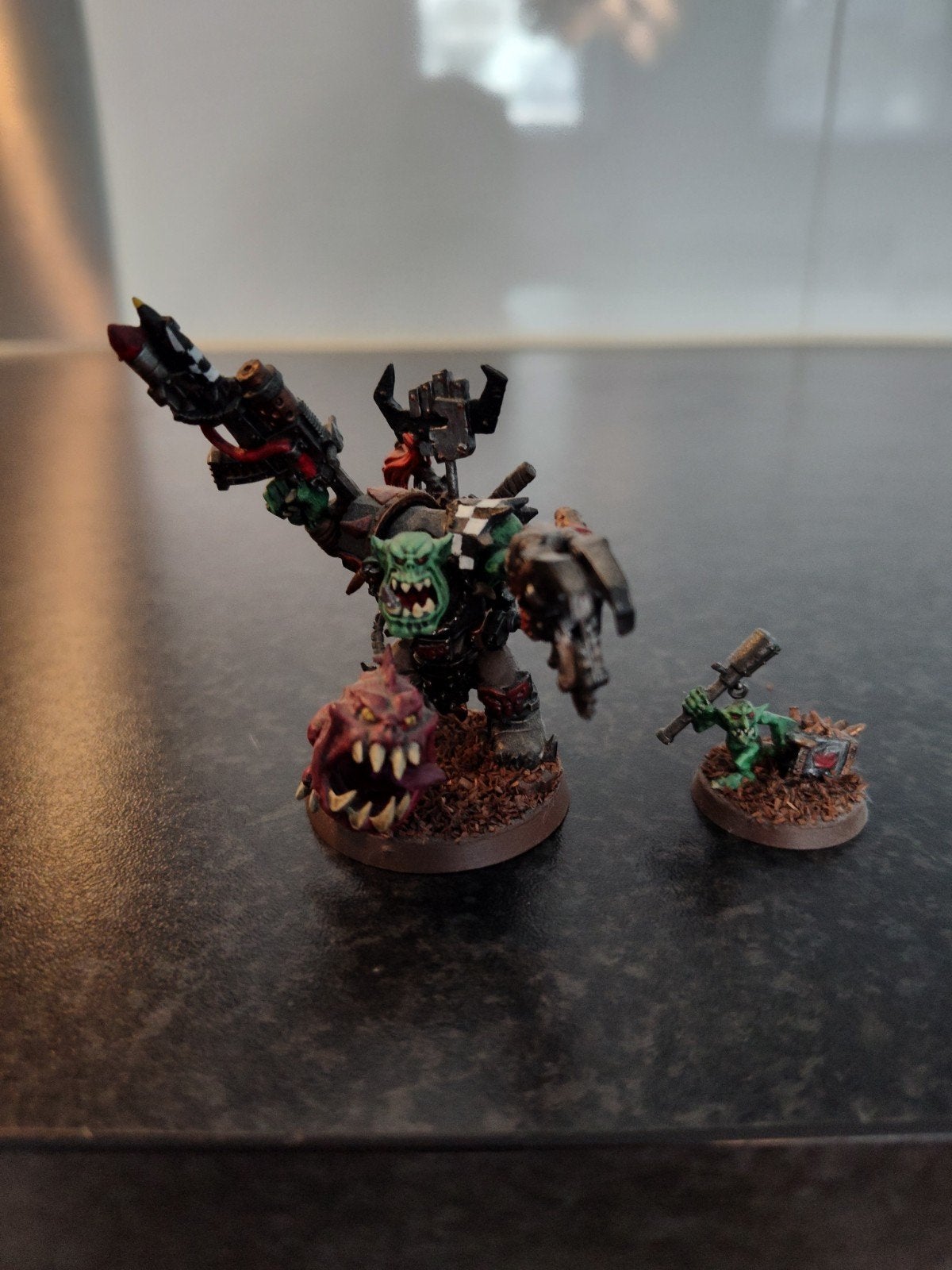 Ork Boss met Attack Squig - Geverfd Warhammer 40K Figuur, Gebruikt, Figuurtje(s), Warhammer, Ophalen of Verzenden