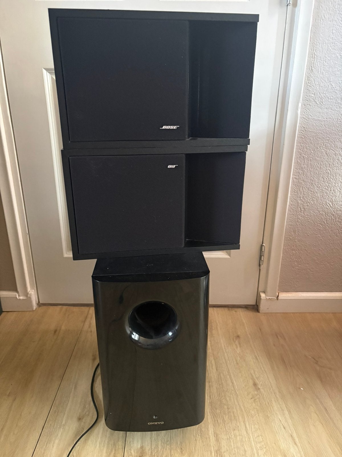 Bose 205 luidsprekers met onkyo subwoofer, 70 watt of meer, Zo goed als nieuw, Overige spelers, Ophalen