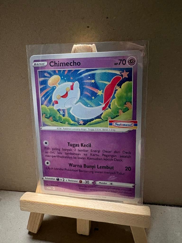 Pokémon Kaart Chimecho Indomaret Promo, Ophalen of Verzenden, Zo goed als nieuw, Losse kaart