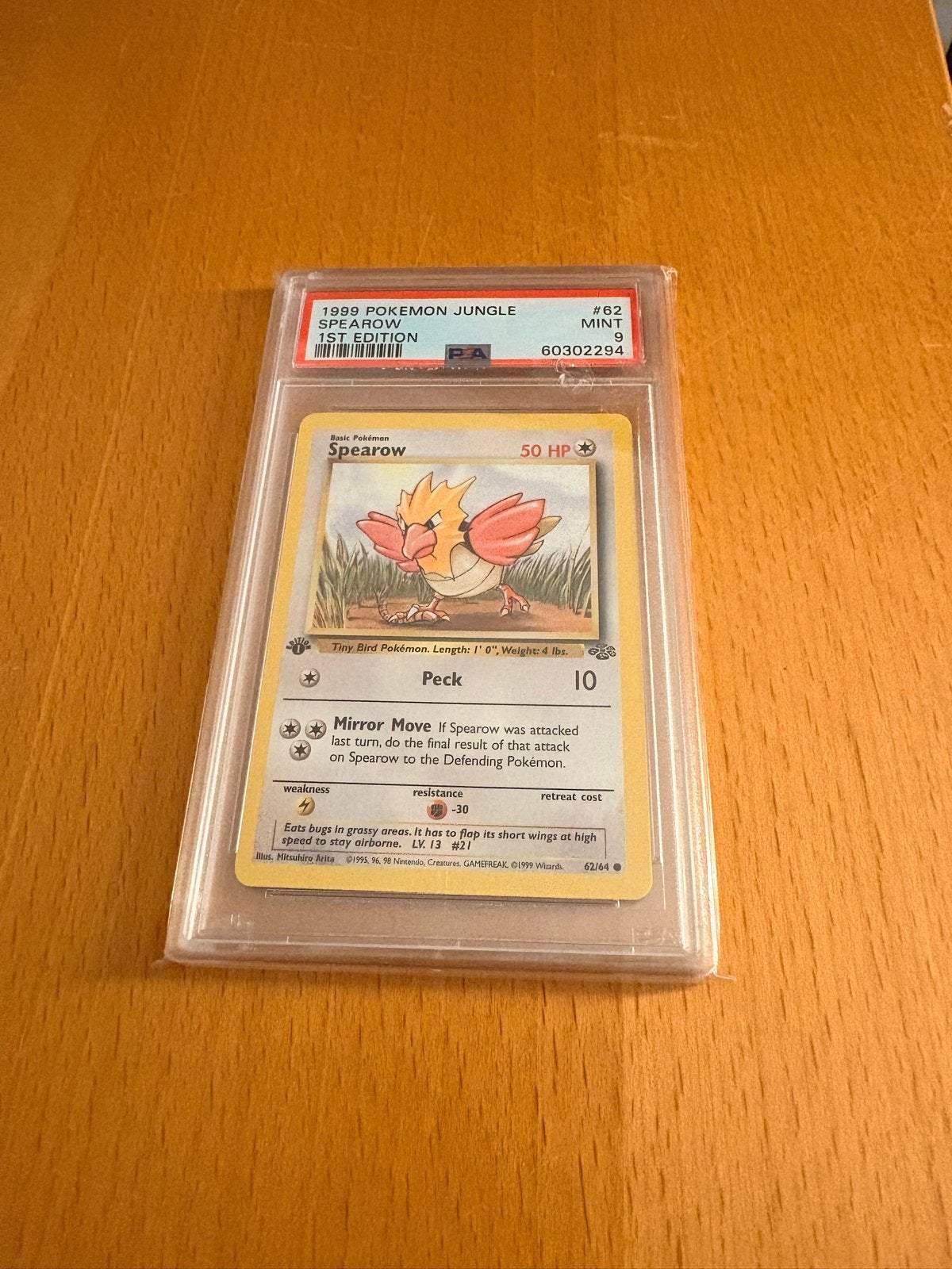 Spearow 1st Edition Base Set PSA 9 Pokémon Kaart, Ophalen of Verzenden, Zo goed als nieuw, Losse kaart