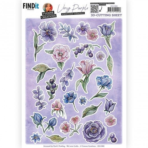 Yvonne Creations CD11900 Very Purple elementen knipvel A4, ., Nieuw, Ophalen of Verzenden, .