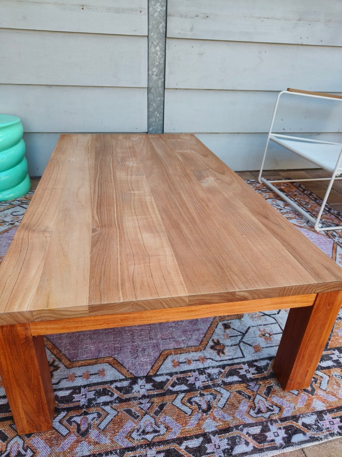 Massief teakhouten salontafel, Gebruikt, 100 tot 150 cm, 50 tot 100 cm, Modern, Scandinavisch, Landelijk