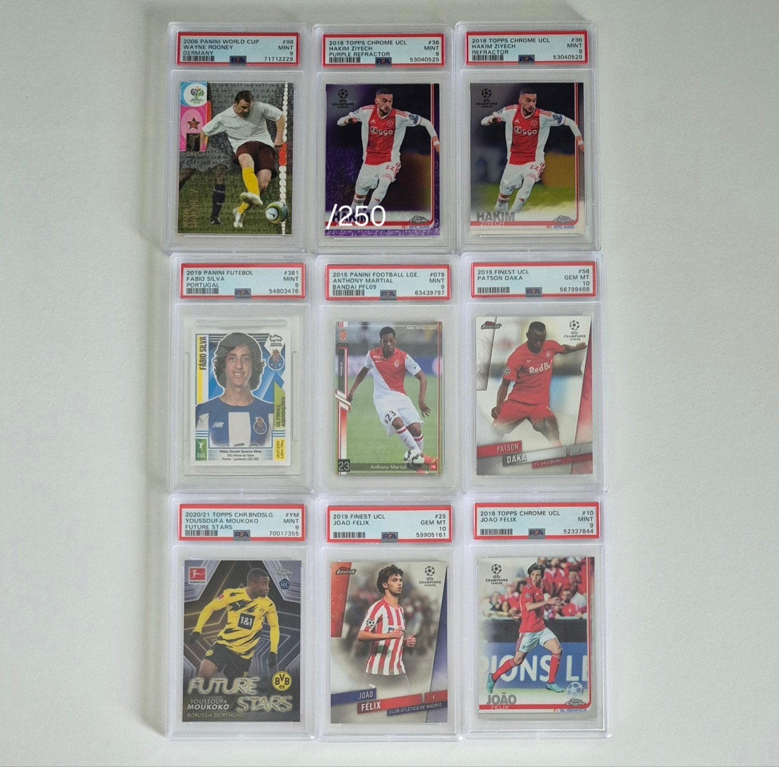 PSA Voetbalkaarten: Rooney, Ziyech, Martial, Felix & meer, Ophalen of Verzenden, Zo goed als nieuw, Buitenlandse clubs, Spelerskaart